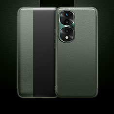 Huawei Honor 70 Pro 5G用手帳型 レザーケース スタンド カバー QK1 ファーウェイ オリーブグリーン