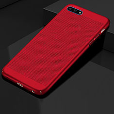 Huawei Honor 7A用ハードケース プラスチック メッシュ デザイン カバー ファーウェイ レッド