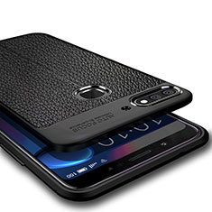 Huawei Honor 7C用シリコンケース ソフトタッチラバー レザー柄 ファーウェイ ブラック