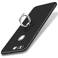 Huawei Honor 8用ハードケース プラスチック 質感もマット アンド指輪 ファーウェイ ブラック