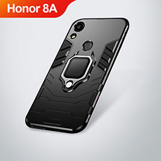 Huawei Honor 8A用ハイブリットバンパーケース スタンド プラスチック 兼シリコーン カバー ファーウェイ ブラック