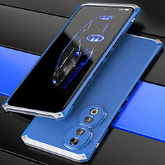 Huawei Honor 90 5G用360度 フルカバー ケース 高級感 手触り良い アルミメタル 製の金属製 ファーウェイ シルバー・ネイビー