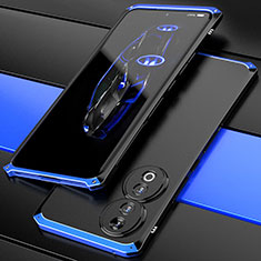 Huawei Honor 90 5G用360度 フルカバー ケース 高級感 手触り良い アルミメタル 製の金属製 ファーウェイ ネイビー・ブラック