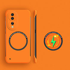 Huawei Honor 90 5G用ハードケース プラスチック 質感もマット フレームレス カバー Mag-Safe 磁気 Magnetic ファーウェイ オレンジ