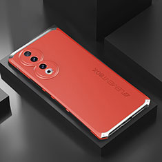 Huawei Honor 90 5G用360度 フルカバー ケース 高級感 手触り良い アルミメタル 製の金属製 P01 ファーウェイ シルバー・レッド