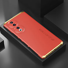Huawei Honor 90 5G用360度 フルカバー ケース 高級感 手触り良い アルミメタル 製の金属製 P01 ファーウェイ ゴールド・レッド