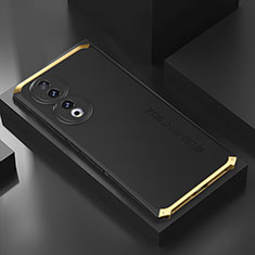 Huawei Honor 90 5G用360度 フルカバー ケース 高級感 手触り良い アルミメタル 製の金属製 P01 ファーウェイ ゴールド・ブラック