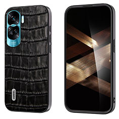 Huawei Honor 90 Lite 5G用ケース 高級感 手触り良いレザー柄 BH4 ファーウェイ ブラック