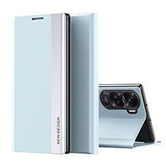 Huawei Honor 90 Lite 5G用手帳型 レザーケース スタンド カバー QH2 ファーウェイ ブルー