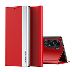 Huawei Honor 90 Lite 5G用手帳型 レザーケース スタンド カバー QH2 ファーウェイ レッド