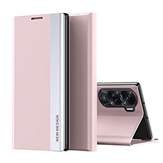 Huawei Honor 90 Lite 5G用手帳型 レザーケース スタンド カバー QH2 ファーウェイ ローズゴールド