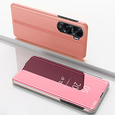 Huawei Honor 90 Lite 5G用手帳型 レザーケース スタンド 鏡面 カバー ファーウェイ ローズゴールド