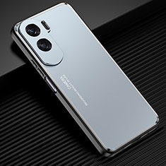 Huawei Honor 90 Lite 5G用ケース 高級感 手触り良い アルミメタル 製の金属製 兼シリコン カバー ファーウェイ ネイビー