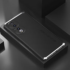 Huawei Honor 90 Pro 5G用360度 フルカバー ケース 高級感 手触り良い アルミメタル 製の金属製 P01 ファーウェイ シルバー・ブラック