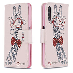 Huawei Honor 9X用手帳型 レザーケース スタンド パターン カバー B01F ファーウェイ ピンク
