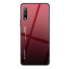 Huawei Honor 9X用ハイブリットバンパーケース プラスチック 鏡面 虹 グラデーション 勾配色 カバー ファーウェイ レッド