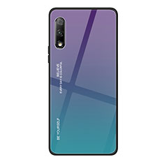 Huawei Honor 9X用ハイブリットバンパーケース プラスチック 鏡面 虹 グラデーション 勾配色 カバー ファーウェイ パープル