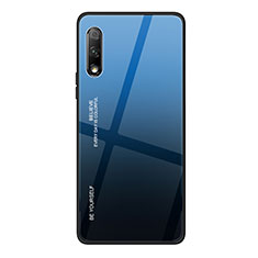 Huawei Honor 9X用ハイブリットバンパーケース プラスチック 鏡面 虹 グラデーション 勾配色 カバー ファーウェイ ネイビー