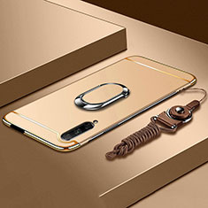Huawei Honor 9X Pro用ケース 高級感 手触り良い メタル兼プラスチック バンパー アンド指輪 A01 ファーウェイ ゴールド