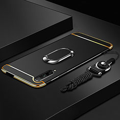 Huawei Honor 9X Pro用ケース 高級感 手触り良い メタル兼プラスチック バンパー アンド指輪 A01 ファーウェイ ブラック