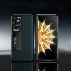 Huawei Honor Magic V2 5G用ハイブリットバンパーケース 高級感 手触り良いレザー柄 兼プラスチック GS5 ファーウェイ グリーン