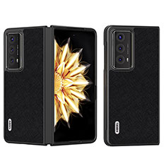 Huawei Honor Magic V2 Ultimate 5G用ハイブリットバンパーケース 高級感 手触り良いレザー柄 兼プラスチック B01H ファーウェイ ブラック