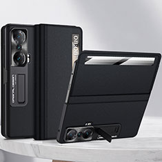 Huawei Honor Magic Vs 5G用ハイブリットバンパーケース 高級感 手触り良いレザー柄 兼プラスチック ファーウェイ ブラック
