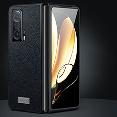 Huawei Honor Magic Vs 5G用ハイブリットバンパーケース 高級感 手触り良いレザー柄 兼プラスチック SD1 ファーウェイ ブラック