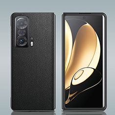 Huawei Honor Magic Vs 5G用ハイブリットバンパーケース 高級感 手触り良いレザー柄 兼プラスチック S02 ファーウェイ ブラック