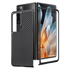 Huawei Honor Magic Vs Ultimate 5G用ハイブリットバンパーケース 高級感 手触り良いレザー柄 兼プラスチック S02D ファーウェイ ブラック