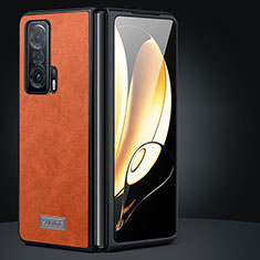 Huawei Honor Magic Vs Ultimate 5G用ハイブリットバンパーケース 高級感 手触り良いレザー柄 兼プラスチック SD2 ファーウェイ オレンジ