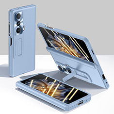 Huawei Honor Magic Vs Ultimate 5G用ハイブリットバンパーケース 高級感 手触り良いレザー柄 兼プラスチック S01 ファーウェイ ライトブルー