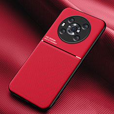 Huawei Honor Magic3 5G用極薄ソフトケース シリコンケース 耐衝撃 全面保護 マグネット式 バンパー ファーウェイ レッド