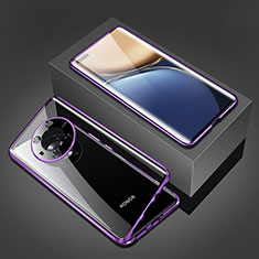 Huawei Honor Magic3 5G用ケース 高級感 手触り良い アルミメタル 製の金属製 360度 フルカバーバンパー 鏡面 カバー ファーウェイ パープル