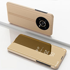 Huawei Honor Magic4 Lite 5G用手帳型 レザーケース スタンド 鏡面 カバー ファーウェイ ゴールド