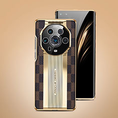 Huawei Honor Magic4 Ultimate 5G用ケース 高級感 手触り良いレザー柄 JB4 ファーウェイ ブラウン