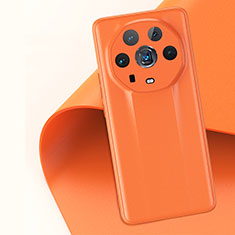 Huawei Honor Magic4 Ultimate 5G用ケース 高級感 手触り良いレザー柄 GS2 ファーウェイ オレンジ
