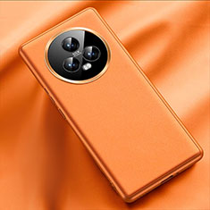 Huawei Honor Magic5 5G用ケース 高級感 手触り良いレザー柄 QK5 ファーウェイ オレンジ