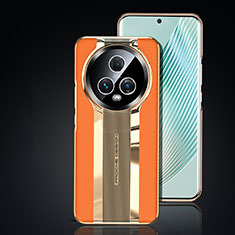Huawei Honor Magic5 5G用ケース 高級感 手触り良いレザー柄 JB6 ファーウェイ オレンジ