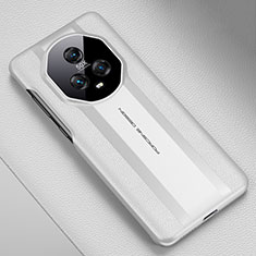 Huawei Honor Magic5 5G用ケース 高級感 手触り良いレザー柄 QK2 ファーウェイ ホワイト