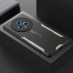 Huawei Honor Magic5 5G用ケース 高級感 手触り良い アルミメタル 製の金属製 兼シリコン カバー PB1 ファーウェイ ゴールド