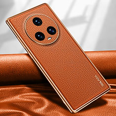 Huawei Honor Magic5 5G用ケース 高級感 手触り良いレザー柄 LD1 ファーウェイ オレンジ