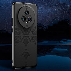 Huawei Honor Magic5 5G用ケース 高級感 手触り良いレザー柄 GS4 ファーウェイ ブラック