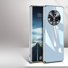 Huawei Honor Magic5 5G用ハイブリットバンパーケース プラスチック 鏡面 カバー ファーウェイ ライトブルー