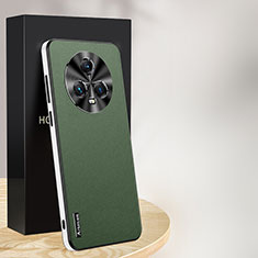 Huawei Honor Magic5 5G用ケース 高級感 手触り良いレザー柄 AT1 ファーウェイ グリーン