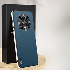 Huawei Honor Magic5 5G用ケース 高級感 手触り良いレザー柄 AT1 ファーウェイ ネイビー