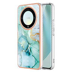 Huawei Honor Magic5 Lite 5G用シリコンケース ソフトタッチラバー バタフライ パターン カバー Y05B ファーウェイ グリーン