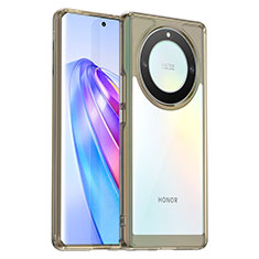 Huawei Honor Magic5 Lite 5G用ハイブリットバンパーケース クリア透明 プラスチック カバー J01S ファーウェイ グレー