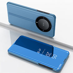 Huawei Honor Magic5 Lite 5G用手帳型 レザーケース スタンド 鏡面 カバー ファーウェイ ネイビー
