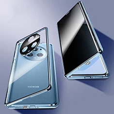 Huawei Honor Magic5 Pro 5G用ケース 高級感 手触り良い アルミメタル 製の金属製 360度 フルカバーバンパー 鏡面 カバー P02 ファーウェイ ネイビー